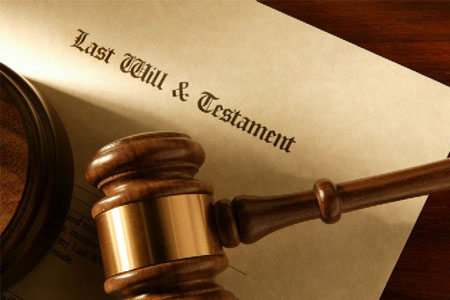 Photo of a gavel and last will and testament